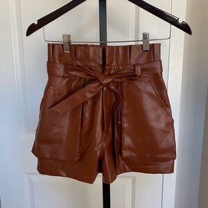 lovers + friends • cognac vegan leather shorts